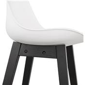 Tabouret de snack mi-hauteur 'CHAIRMAN MINI BLACK EDITION' blanc 4 pieds en bois noir dossier haut