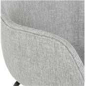 Tabouret snack mi-hauteur accoudoirs 'CARINO MINI' tissu gris clair 4 pieds métal noir dossier haut