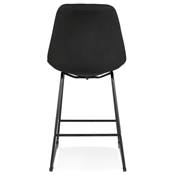 Tabouret de snack mi-hauteur 'GUSTO MINI' tissu pieds tréteaux repose pieds métal noir dossier haut