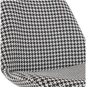 Tabouret de snack mi-hauteur 'KESKI MINI' en tissu pied de poule 4 pieds métal blanc dossier haut