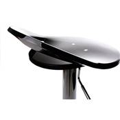 Tabouret de bar réglabe design 'Leo' pivotant en plexiglass noir pied central en métal chromé