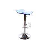 Tabouret de bar réglable design 'Aero' pivotant en plexiglass bleu pied central en métal chromé