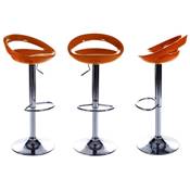 Tabouret de bar réglable design 'Romeo' pivotant orange avec pied central en métal chromé