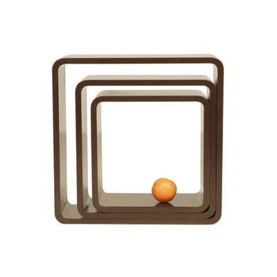 Etagères cubes design carrées modulables en bois laqué marron - Set de 3