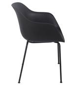 Chaise design à accoudoirs 'CONCEPT' noire àvec 4 pieds en métàl noir
