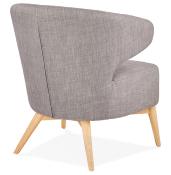 Fauteuil lounge design à accoudoirs 'COBBE' en tissu gris pieds en bois naturel