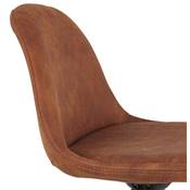 Tabouret bar réglable 'LUSSO' pivotant microfibre marron pied repose pieds métal noir dossier haut