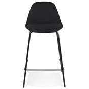 Tabouret de snack mi-hauteur style baroque 'Tekno Mini' tissu noir 4 pieds métal noir dossier haut