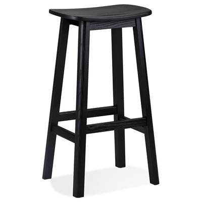 Tabouret de bar design de style scandinave 'BERE' assise avec 4 pieds en bois noir