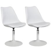 Chaise design pivotante 'Tulipe Kolor' blanche pied central - Set de 2