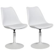 Chaise design pivotante 'Tulipe Kolor' blanche pied central - Lot de 2