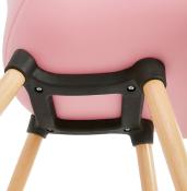 Chaise design scandinave à accoudoirs 'Lotusträ' rose avec 4 pieds en bois naturel