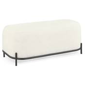 Banquette design style moderne 'BIG SMALL' en tissu bouclé blanc pieds en métal noir - 122 x 42 cm