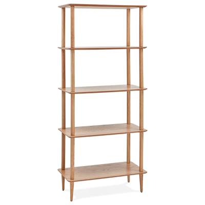 Etagère bibliothèque scandinave 'TOWER' tablettes structure et pieds en bois naturel