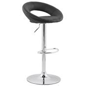 Tabouret de bar réglable design 'Kendo' pivotant noir pied et repose pieds métal chromé dossier bas