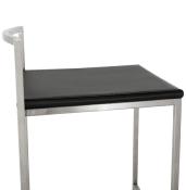 Tabouret de bar empilable design carré 'Iron' noir avec pieds en métal brossé et dossier bas