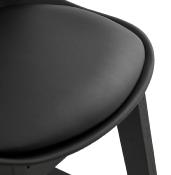 Tabouret de snack mi-hauteur scandinave 'Topo Mini Black Edition' noir 4 pieds bois dossier haut