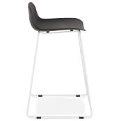 Tabouret de snack mi-hauteur 'Steel Mini' noir pieds tréteaux repose pieds métal blanc dossier bas