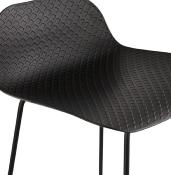 Tabouret de snack mi-hauteur 'Steelblack Mini' noir repose pieds tréteaux métal noir dossier bas