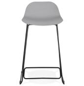 Tabouret de snack mi-hauteur 'Steelblack Mini' gris repose pieds tréteaux métal noir dossier bas