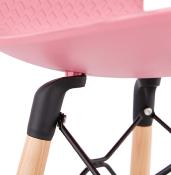 Tabouret de snack mi-hauteur scandinave 'Slakwood Mini' rose 4 pieds bois repose pieds dossier haut