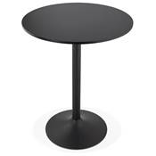 Table de bar haute design ronde 'Upside' mange debout en bois noir avec pied central en métal noir