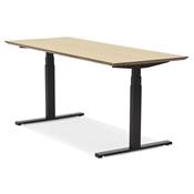 Bureau design assis-debout électrique 'TECH' en bois naturel pieds en métal noir - 180 x 90 cm