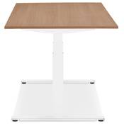 Bureau design assis-debout électrique 'SMALL SEMPLICE' en noyer pieds en métal blanc - 140 x 70 cm