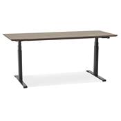 Bureau design assis-debout électrique 'TECH' en noyer pieds en métal noir - 180 x 90 cm