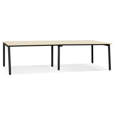 Double bureau bench / table de réunion 'INCONTRO DUE' en bois pieds en métal noir - 280 x 140 cm