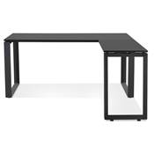 Bureau d'angle design 'MEET L' plateau en bois noir avec pieds en métal noir - 160 cm