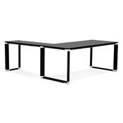 Grand bureau direction d'angle 'BUSINESS L - XL' en bois pieds métal noir et chromé – 200 x 100 cm