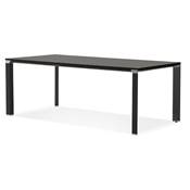 Grand bureau de direction droit 'AFER XL' en bois noir 4 pieds métal noir et chromé – 200 x 100 cm