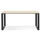 Bureau droit design 'MEET SMALL' plateau en bois naturel avec pieds en métal noir - 160 x 80 cm