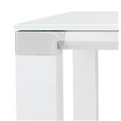 Bureau droit design haut 'HIGH GLASSTOP' en verre blanc pieds métal blanc et chromé – 140 x 70 cm