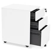 Caisson de bureau / table de chevet design à roulettes 'PRATIK' en métal blanc