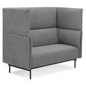 Canapé acoustique 2 places design dossier haut 'INTIME' en tissu gris foncé 4 pieds en métal noir