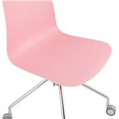 Chaise de bureau à roulettes design 'Hjül' rose avec pied en métal chromé