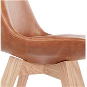 Chaise de cuisine / salle à manger scandinave 'Halmstad' marron avec 4 pieds en bois naturel