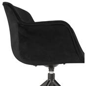 Chaise design à accoudoirs 'TICKY' en velours noir avec 4 pied en métal noir