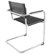 Chaise design à accoudoirs pour bureau ou salle de réunion 'STANDARD' noire pieds en métal chromé