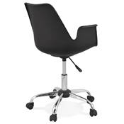 Chaise de bureau à roulettes design à accoudoirs 'KUTE' noire pieds en métal chromé