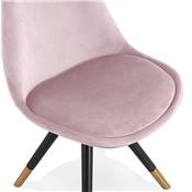 Chaise design style baroque 'MODENA' en velours rose avec 4 pieds en bois noir et métal brossé doré