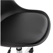 Chaise de bureau à roulettes design 'TULIP' noire pieds en métal chromé