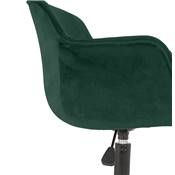 Chaise design de bureau à roulette 'SOFT' en velours vert avec 5 pieds en métal noir