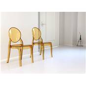 Chaise design médaillon empilable 'Chrystal' transparente ambre avec 4 pieds