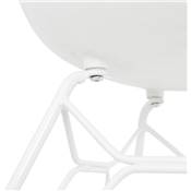 Chaise style industriel design à accoudoirs 'LOTUS' blanche avec 4 pieds en métal blanc