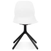 Chaise design de style moderne 'KOOL' blanche avec 4 pieds en métal noir