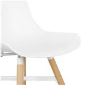 Chaise design de style scandinave 'GUTT' blanche avec 4 pieds en bois naturel