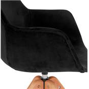 Chaise design de style scandinave à accoudoirs 'VOGAN' en velours noir avec 4 pieds en bois naturel